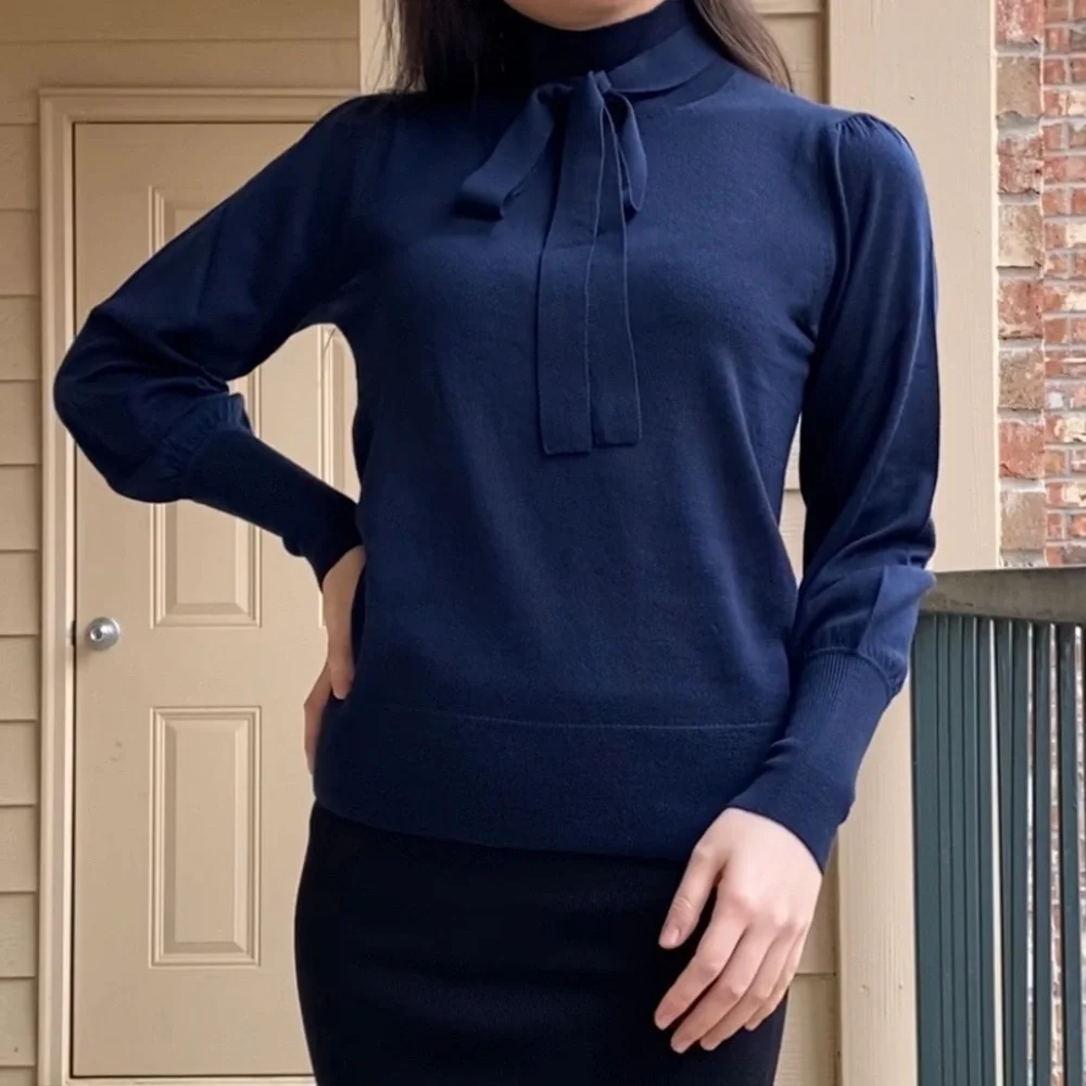 J.Crew tie-neck merino wool turtleneck sweater XS